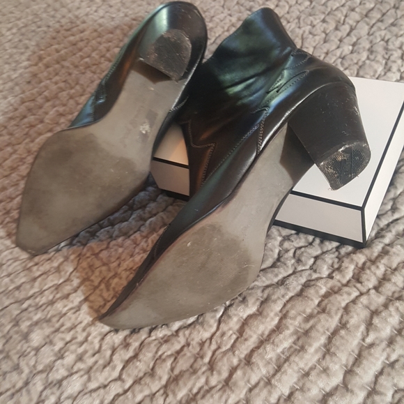 VINTAGE PAUL GREEN Western Cowboy Cowgirl Black Leather Pointed Toe Ankle Boots - Picture 15 of 16